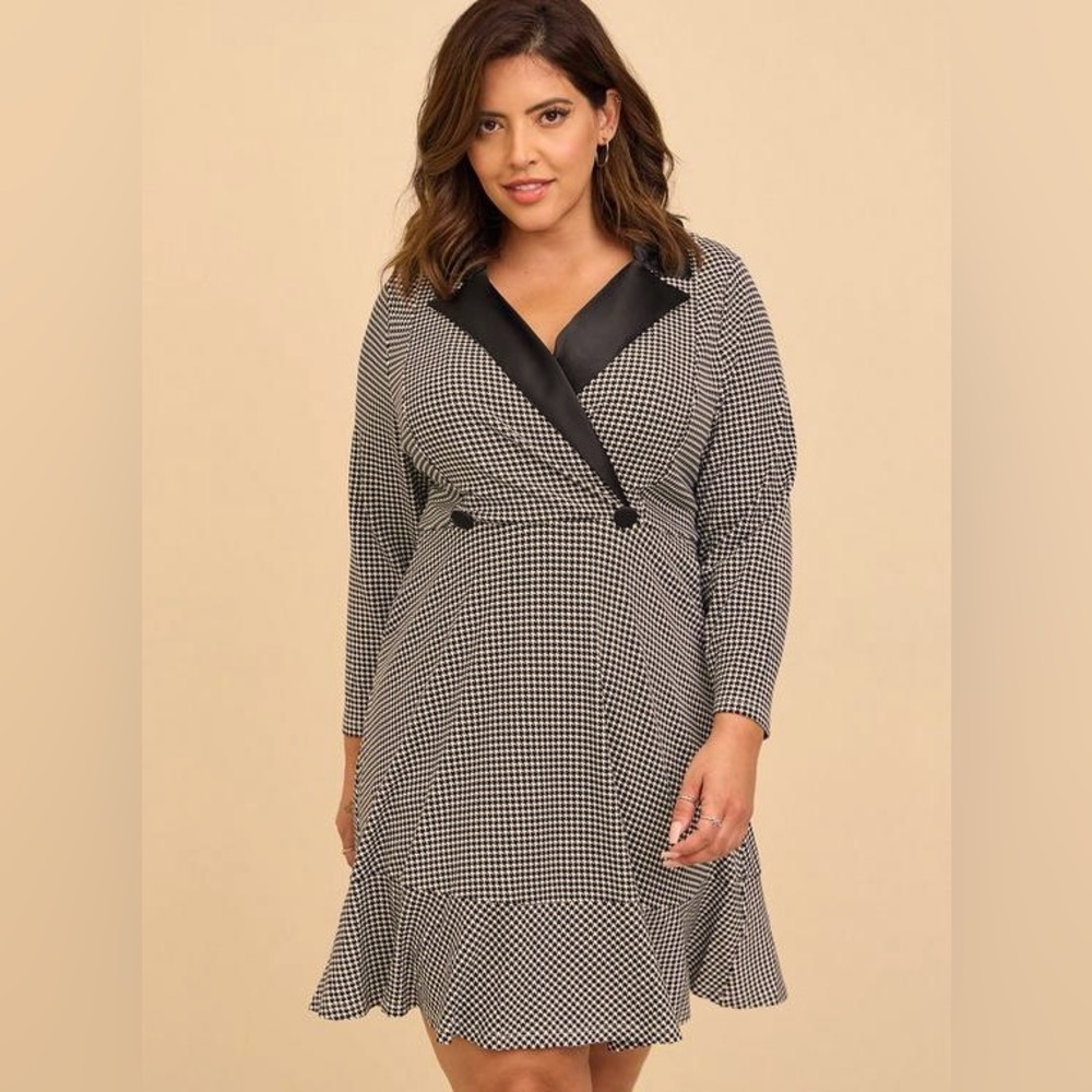 Mini Stretch Satin Tuxedo Dress